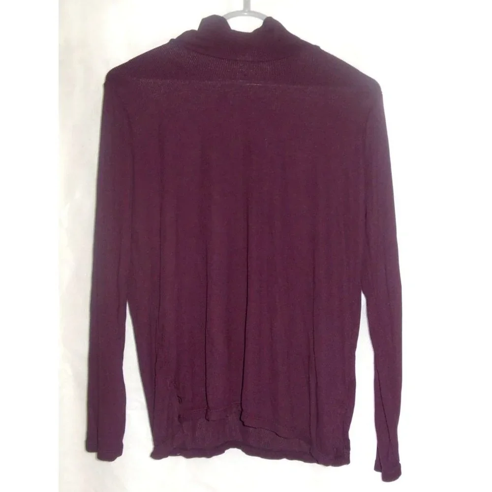 Jones New York Womens Ribbed Turtleneck Shirt in Dark Burgundy Size L - Picture 1 of 3